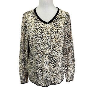 Lands' End Cardigan XL Supima Cotton V-Neck Buttoned